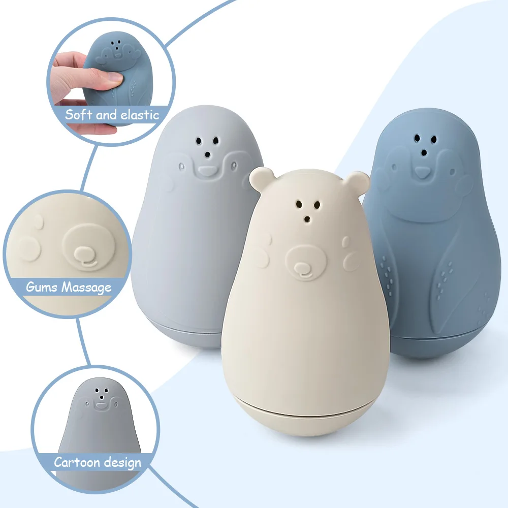 2 pçs brinquedos de banho do bebê brinquedos de banho e água das crianças, bebês e crianças pequenas podem mastigar em brinquedos de cola de silicone, brinquedos de banho