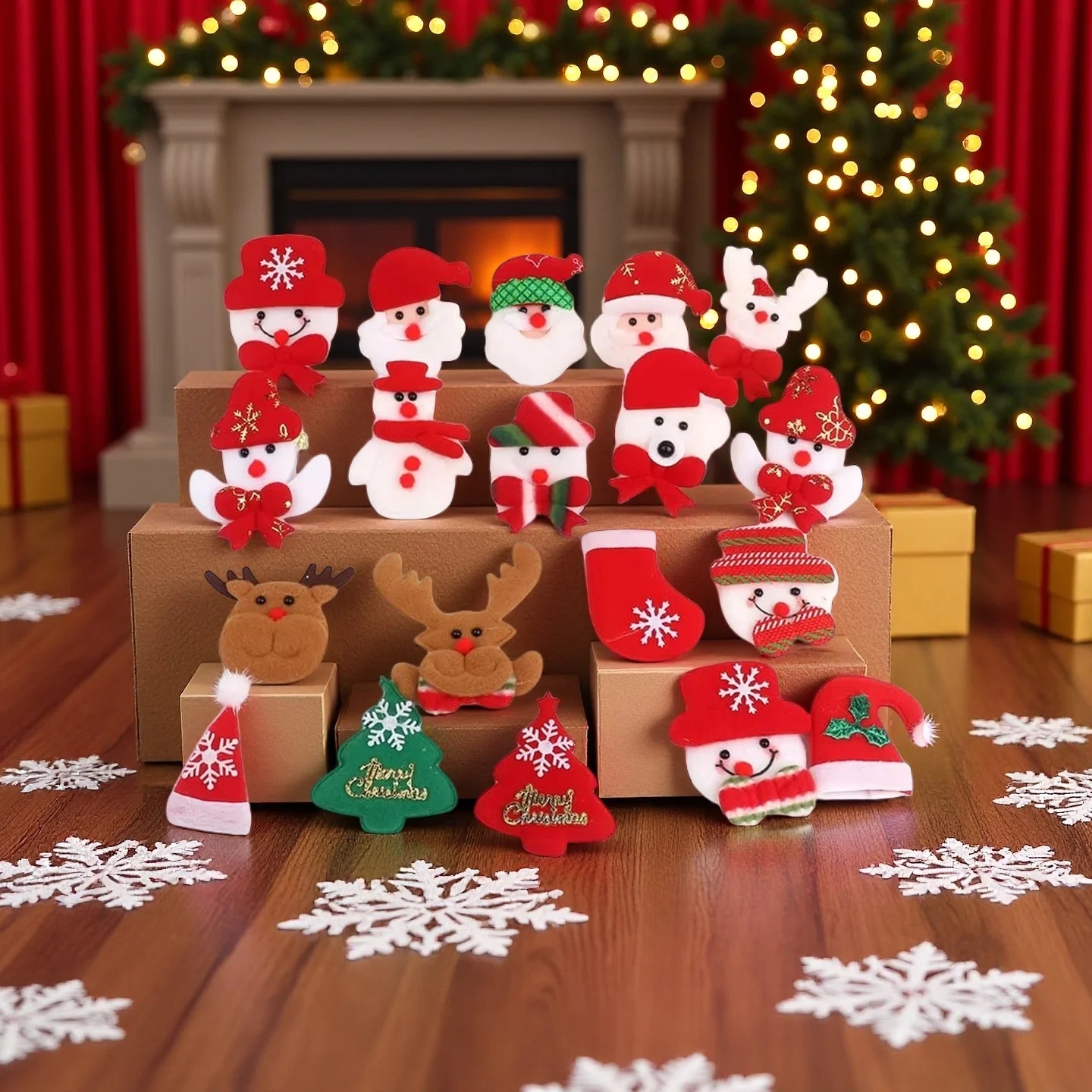 

50P оптовая продажа фетровая голова Санта-Клауса, шляпа, носок для DIY украшения рождественской елки, аксессуары, нашивка