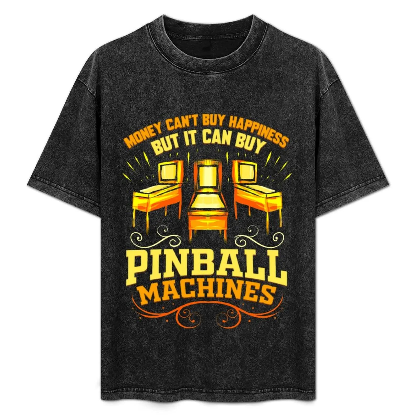 Pinball Machine Buy Happiness Funny Retro Arcade T-Shirt summer tops T-shirts man graphic tee shirt mens graphic t-shirts funny