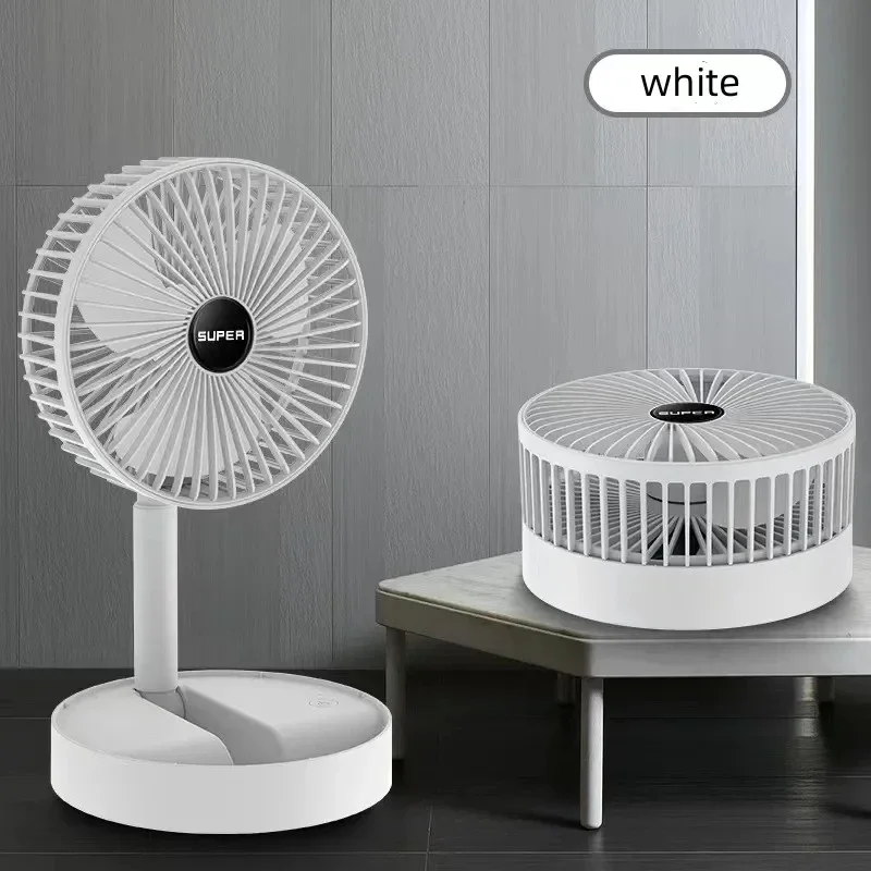 Stand Fan 6 Inch Folding Portable Telescopic Floor/USB with Rechargeable Battery 3 Speeds Super Quiet Adjustable Height