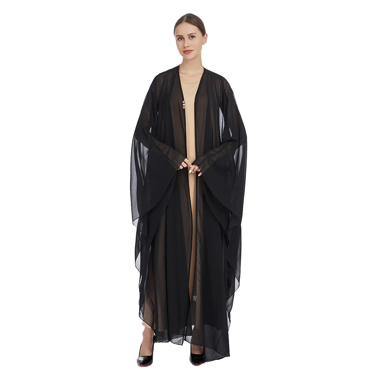 Middle East Ramadan Morocco Southeast Asia Dress Muslim Fashion Islamic Arab Chiffon Outer Coat Knitted Inner Two Piece Set