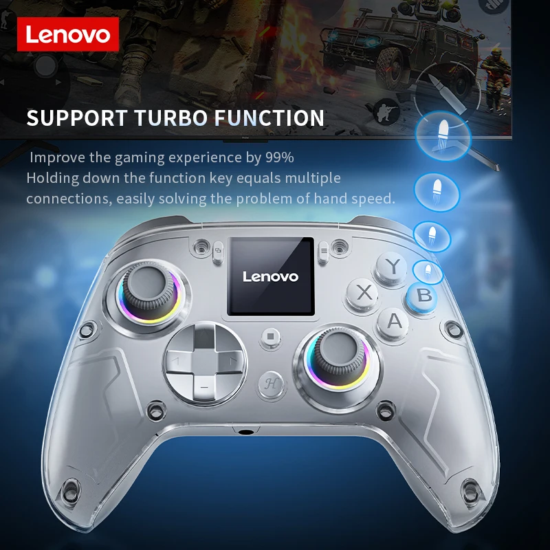 Nuovo Lenovo X01 Gamepad Wireless Bluetooth 2.4G Ricevitore Hall Rocker Trigger Adattatore per PC/Switch/Android/IOS/PS4 Con Schermo