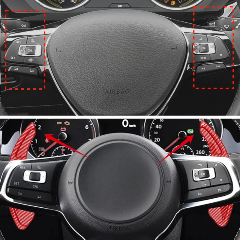 

For VW Golf Polo GTI R Rline MK7 MK7.5 Volkswagen Car Steering Wheel Shift Paddle Shifter ABS Carbon Fiber Trim
