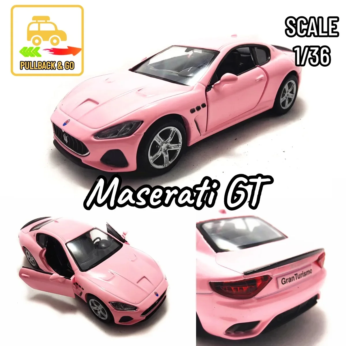 1:36 Scale Maserati Gran Turismo MC Replica Diecast Model Car Decoration Collection Gift for Boys and Toy Car Collectors