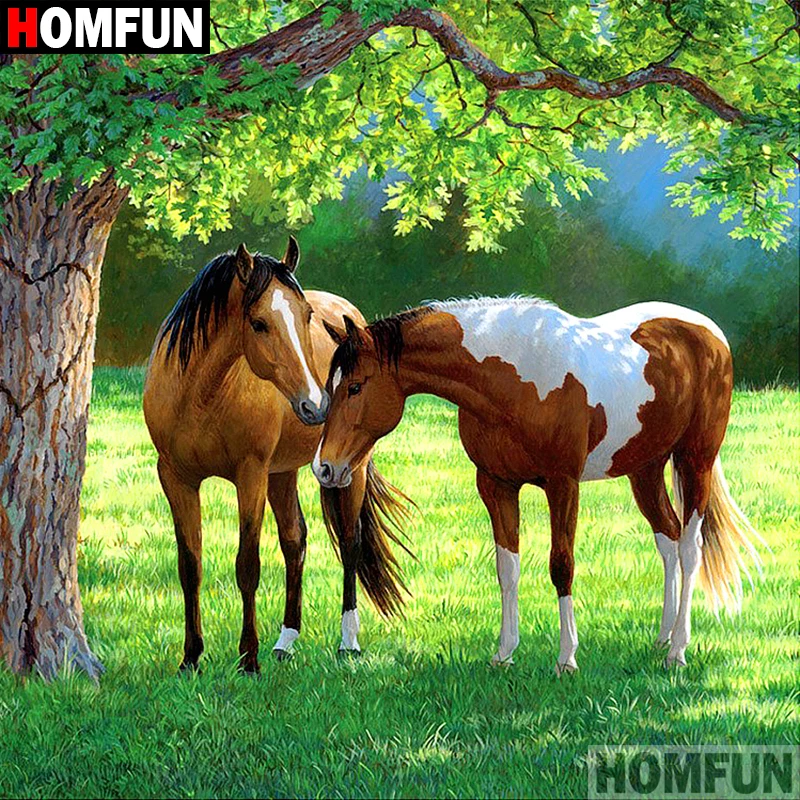 

HOMFUN 5D DIY Diamond Painting Full Square/Round Drill "Animal horse" 3D Embroidery Cross Stitch gift Home Decor A02409