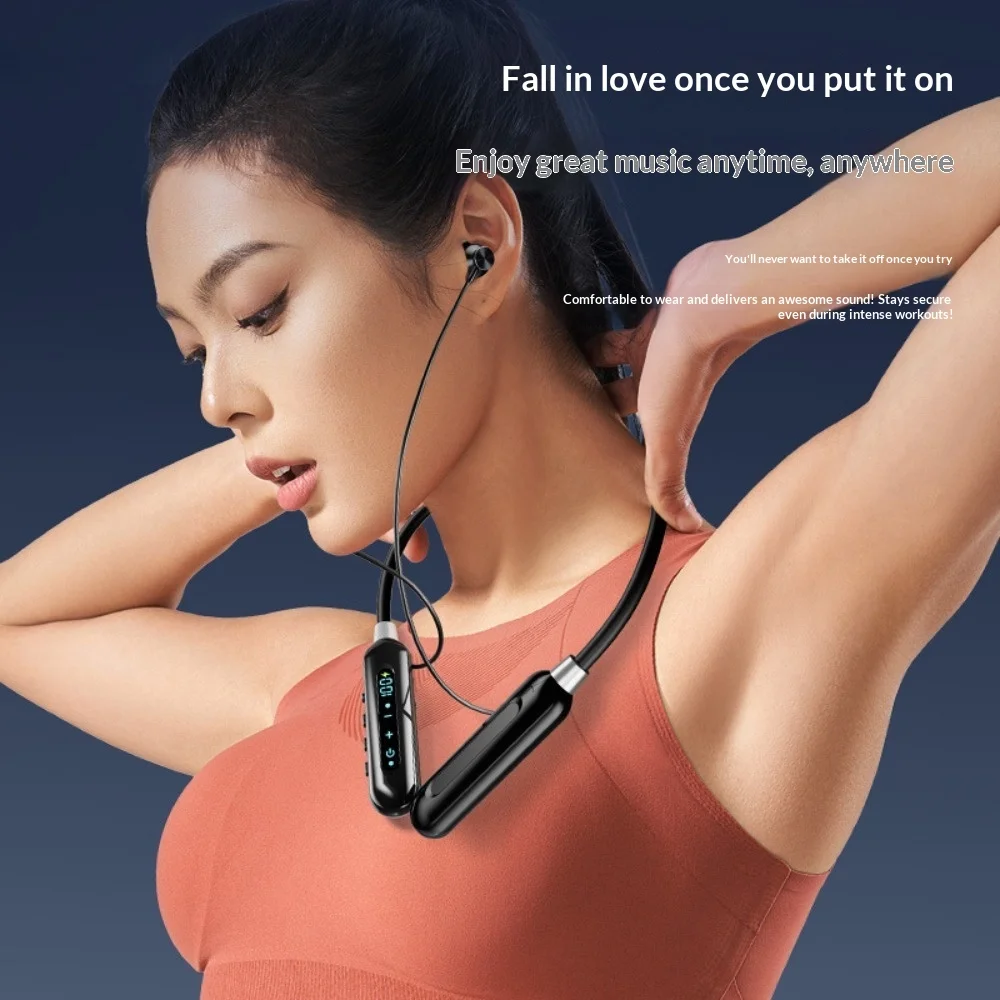 Neck-hung Wireless Bluetooth Headphones High Appearance Value Comfortable To Wear Noise Cancellation Lossless Sound Quality Spor