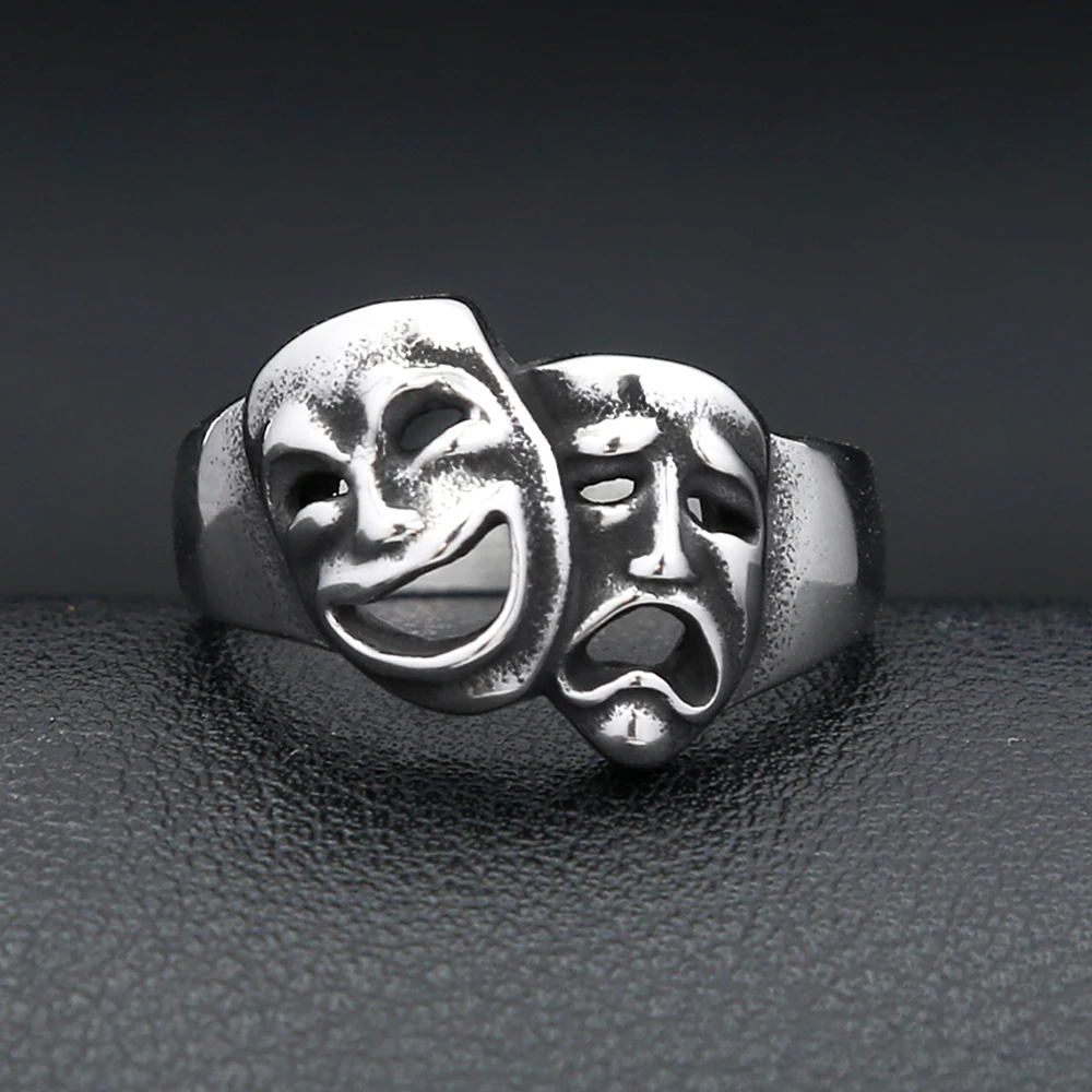 

New Vintage 316L Stainlesss Steel Cry And Smile Rings For Man Women Simple Personality Couple Gifts Fashion Jewelry Wholesale