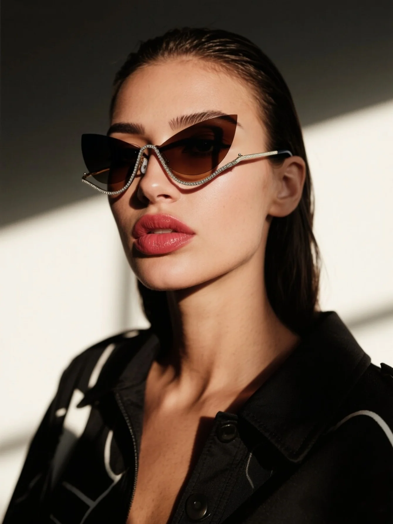 1Pc Women's and Men's Fashion Eyeglasses, New Design, Elegant and Luxurious, Unbounded Cat Eye Style, Decorated with Diamonds, S