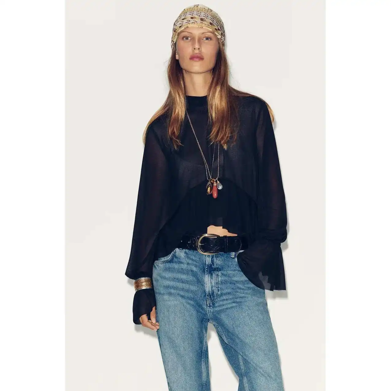 Faionable Layered Decorativo Drapey irt Top Donna Primavera Autunno Nuovo arrivo ZR Sle Comodo poliestere traspirante F...