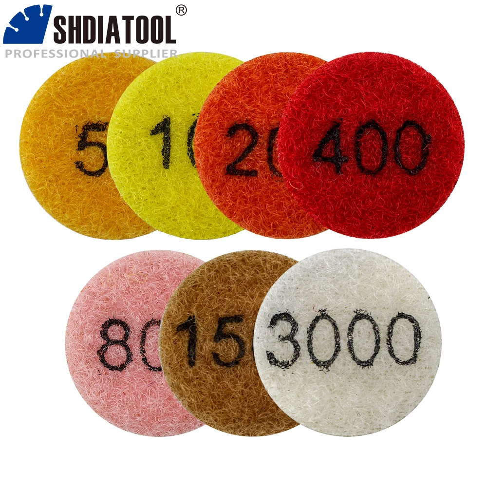 

SHDIATOOL 7Pcs Diamond Wet Polishing Pads Dia25mm Flexible Granite Marble Stone Sanding Discs Mini 1Inch Polisher Pad Set