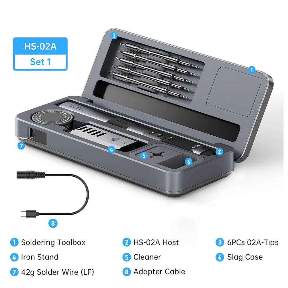 

Smart Soldering Iron HS-02 Mobile Workbench Storage Box Soldering Iron Set Smart Electric Soldering Iron Welding Rework Station