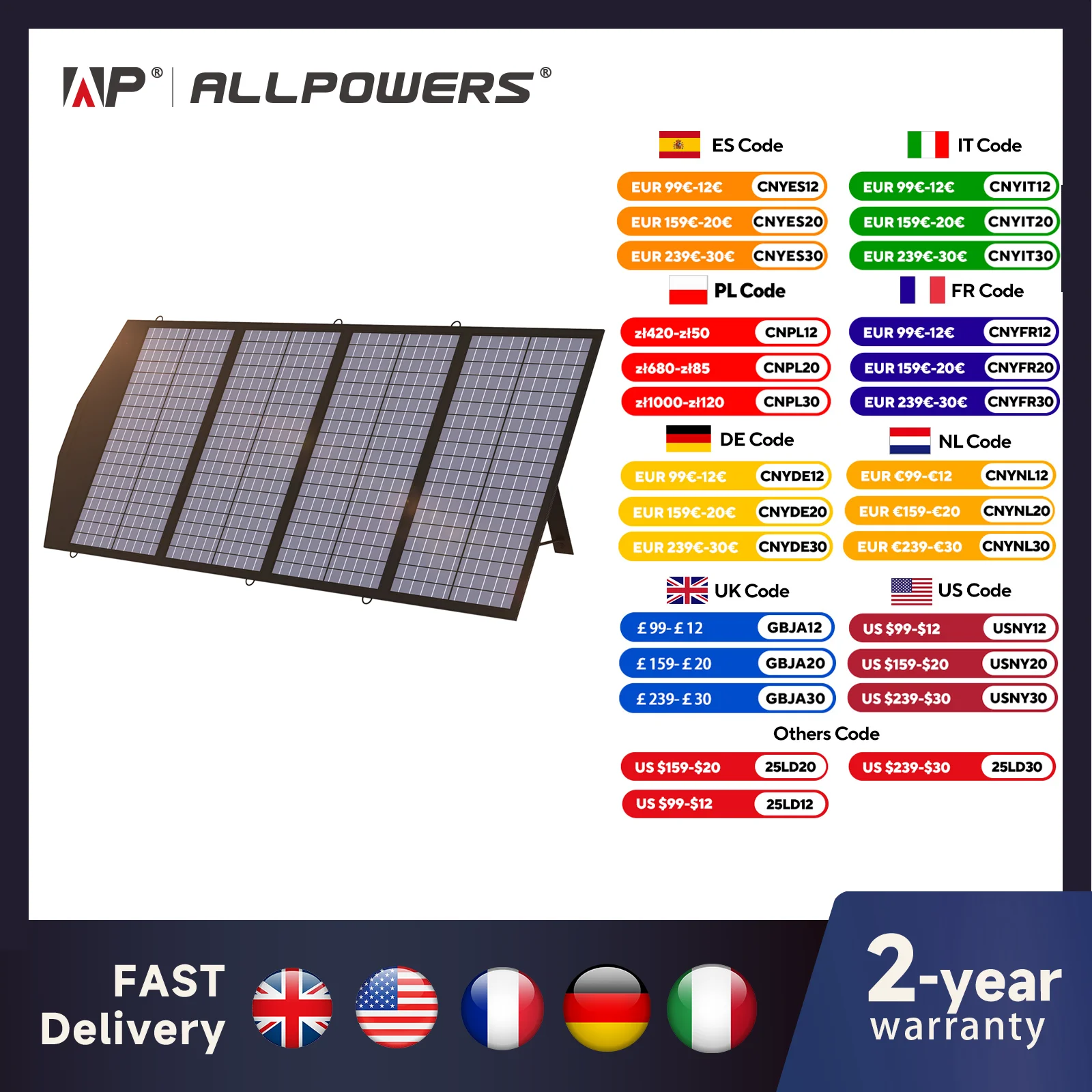 ALLPOWERS Portable Solar Panel 18V Foldable Solar Panel Kit with Solar Output Waterproof IP66 Solar Charger for RV Laptops Camp