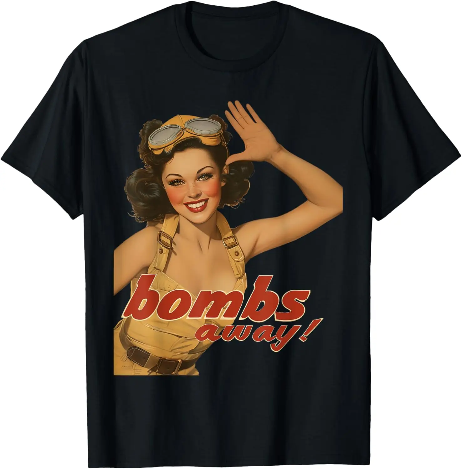 WWII Pin Up Girl Bombs Away 그래픽 티셔츠