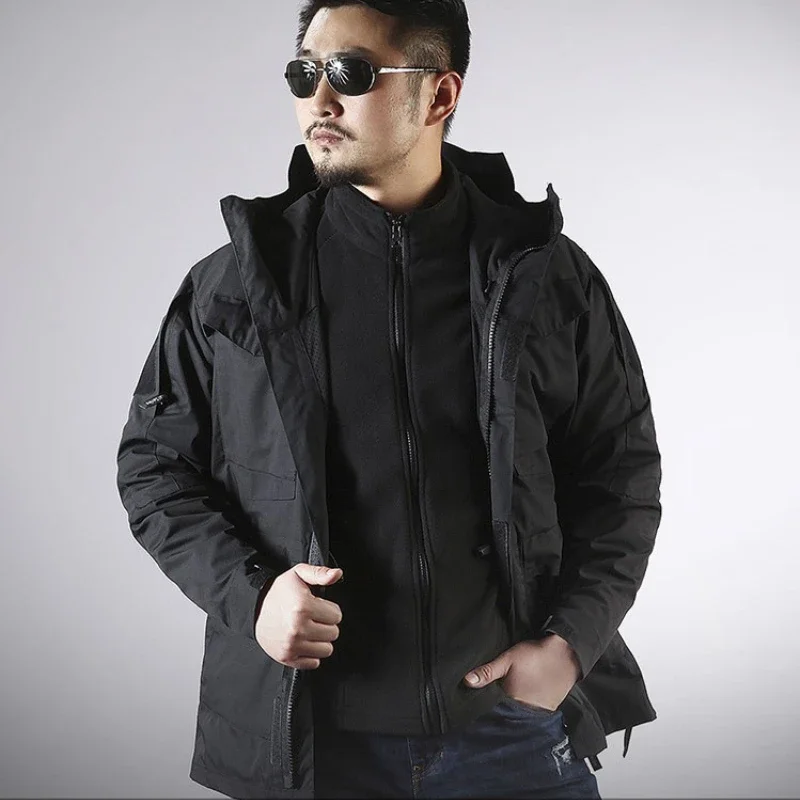 Chaquetas tácticas militares para hombre, cortavientos con capucha impermeable para exteriores, Ropa de Trabajo, carcasa suave, Tops multibolsillos para caza y motocicleta, invierno