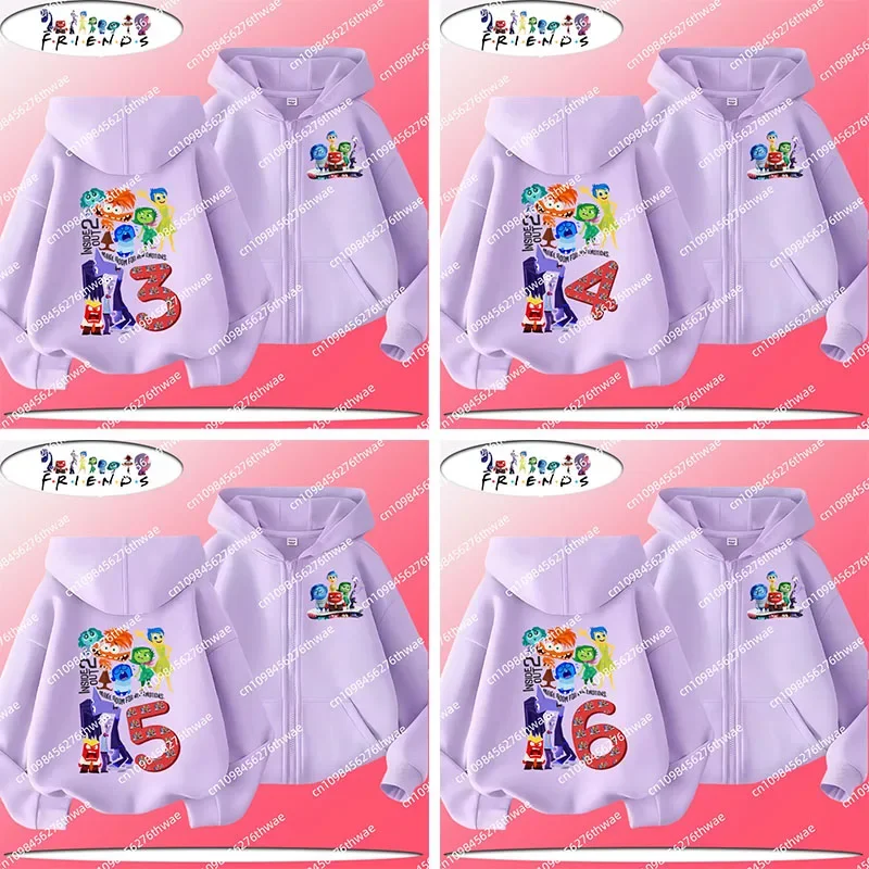 

2025 New 1-12 year old children's zipper hooded sweatshirt with Disney Mindy Squad cartoon print for boys, casual sports shirt