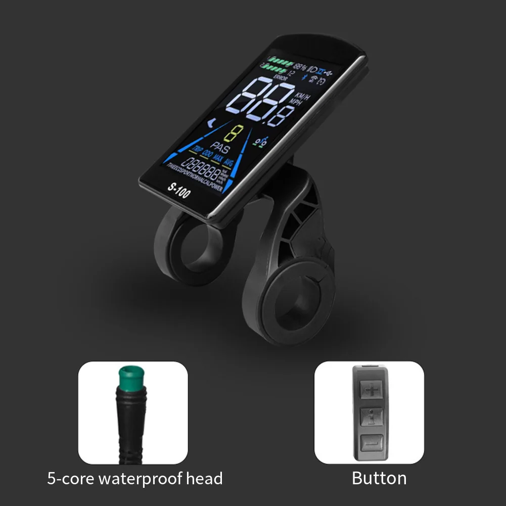 

Electric Bicycle Waterproof Connector Ebike LCD Display ABS Material Housing 5-pin S 2-pin Connector Long 1650mm Cable