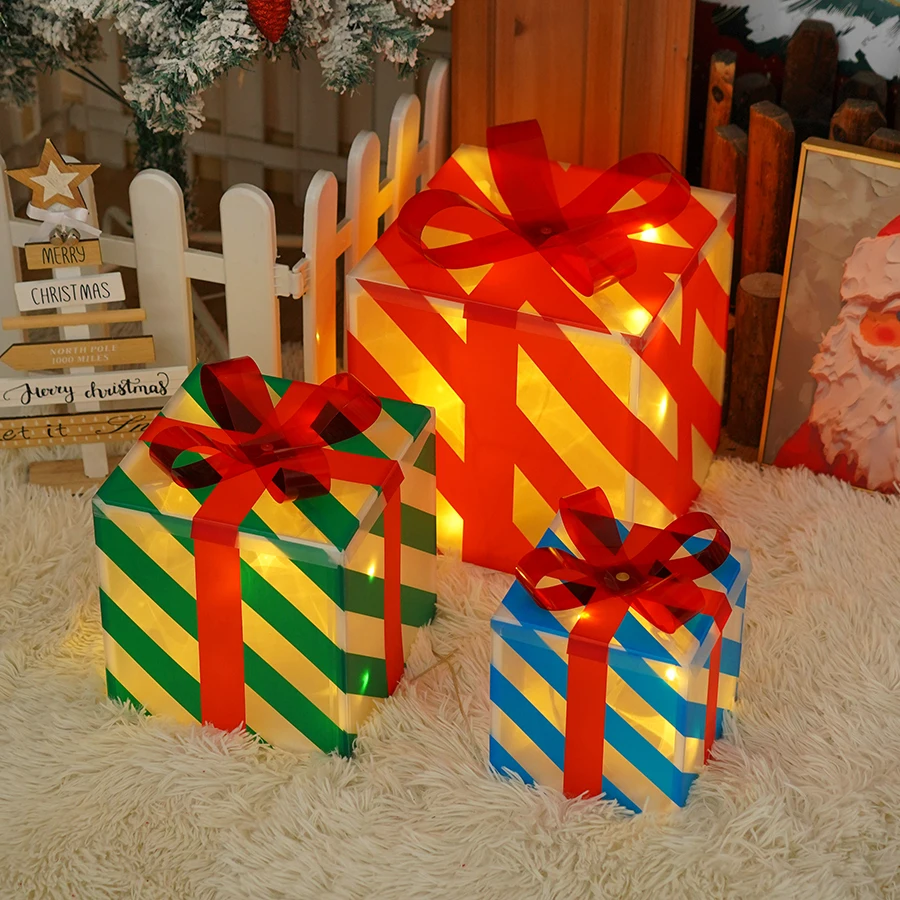 クリスマス発光ギフトボックス　クロスボーダー折りたたみ式　お祭りパーティーデコレーション小道具　雰囲気ライト　ギフト　装飾ライト