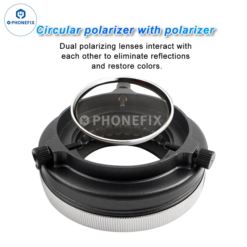 Imagem -04 - Mecânico Fx01 Microscópio Ajustável Polarizado Anel de Luz Brilho Fonte Led Não-reflexo para Acessórios de Iluminação de Microscópio
