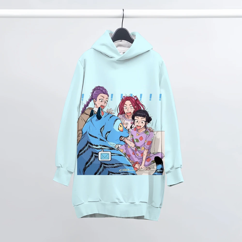 

Повседневные толстовки с капюшоном из фильма, платье, детская толстовка с капюшоном в стиле манга, детский свитшот «Охотники на демонов», милый толстовка с тигром для девочек