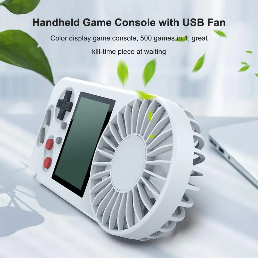 2023 Handheld Game Console with USB Fan Color Display 500 in 1 Game Console Retro Game Console with Mini Personal Fan