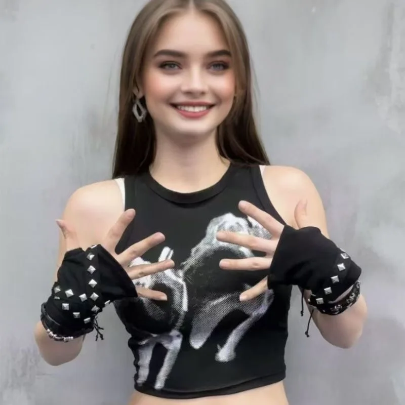 Перчатки Y2K Millennium Hot Girl с заклепками, девушка в стиле киберпанк, субкультура jk, аксессуар в стиле сласта, рукав для косплея