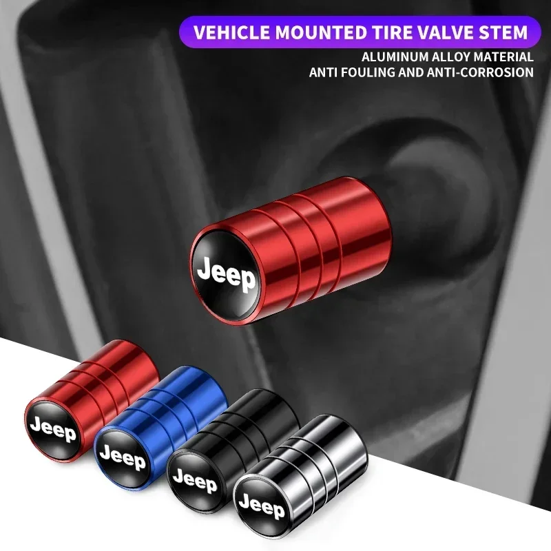 4 tapas metálicas para válvulas de neumáticos de coche, para Jeep Grand Cherokee, Wrangler JK, Gladiator, Compass, Renegade, Patriot, Liberty Comm