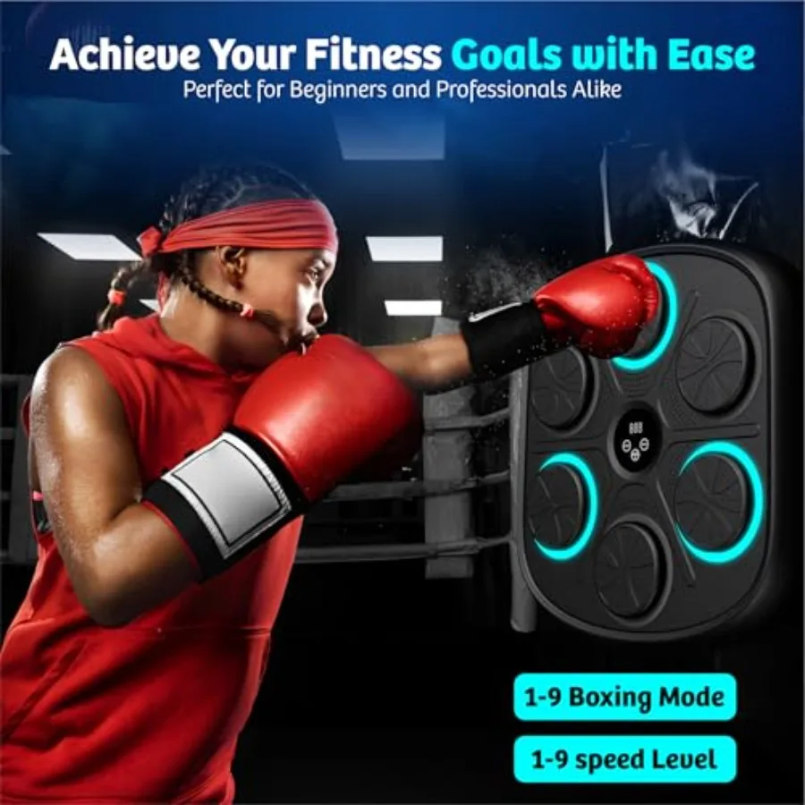 2024 آلة الملاكمة الموسيقية الذكية مع قفازات بلوتوث المثبتة على الحائط اللكم الهدف مدرب اللياقة البدنية المتقدم للمنزل والمكتب أو G