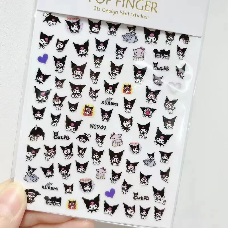 1PCS New Sanrio Nail Sticker Cartoon Kuromi Stickers For Nails Anime Pochacco Cinnamoroll My Melody Stickers DlY Press On Nails