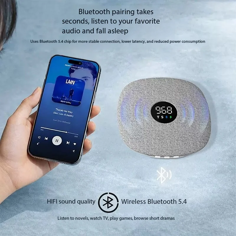

LED Display Bluetooth 5.4 Pillow Speaker For Sleeping Ultra-Thin Under Pillow Sound Machine With Timed Shutdown HiFi Stereo TF