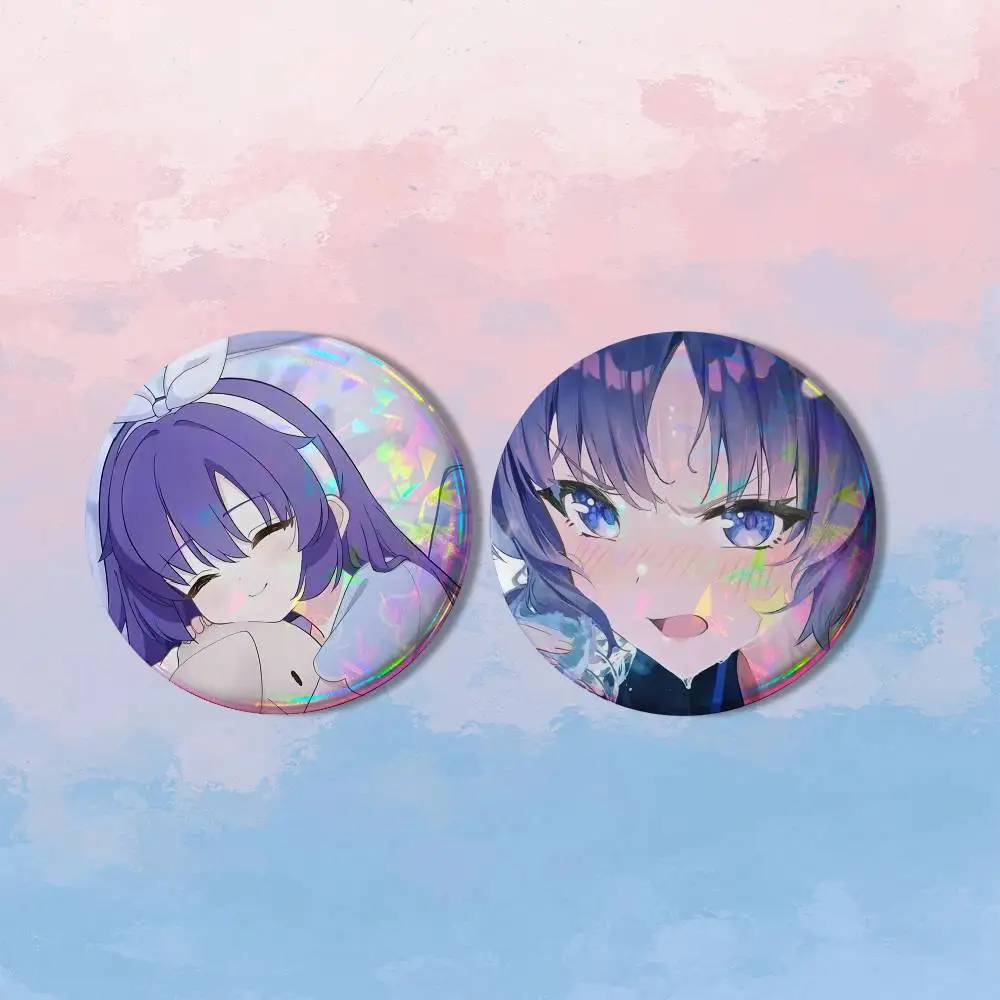 Game BA Yuuka Hayase HD Print Round Lapel Pins Pretty Derby 2 piece set Round Display Brooches Brooch Badges