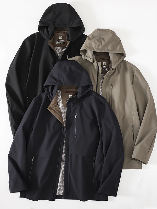 

Men's Outdoor Windproof Waterproof Spring Jaet 2025 New Arrival Casual Hooded Spor Outerwear Loose Fit Long Sve