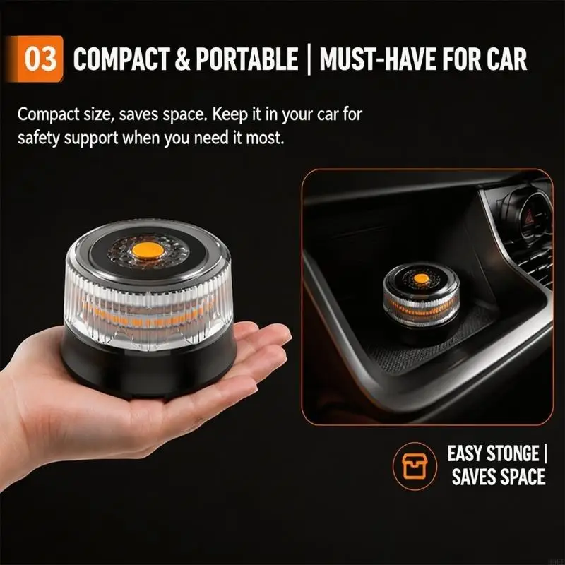 High Visibility Mount Light For Vehicle Use In All Weather Conditions ABS Emergency Warning Light H9EE
