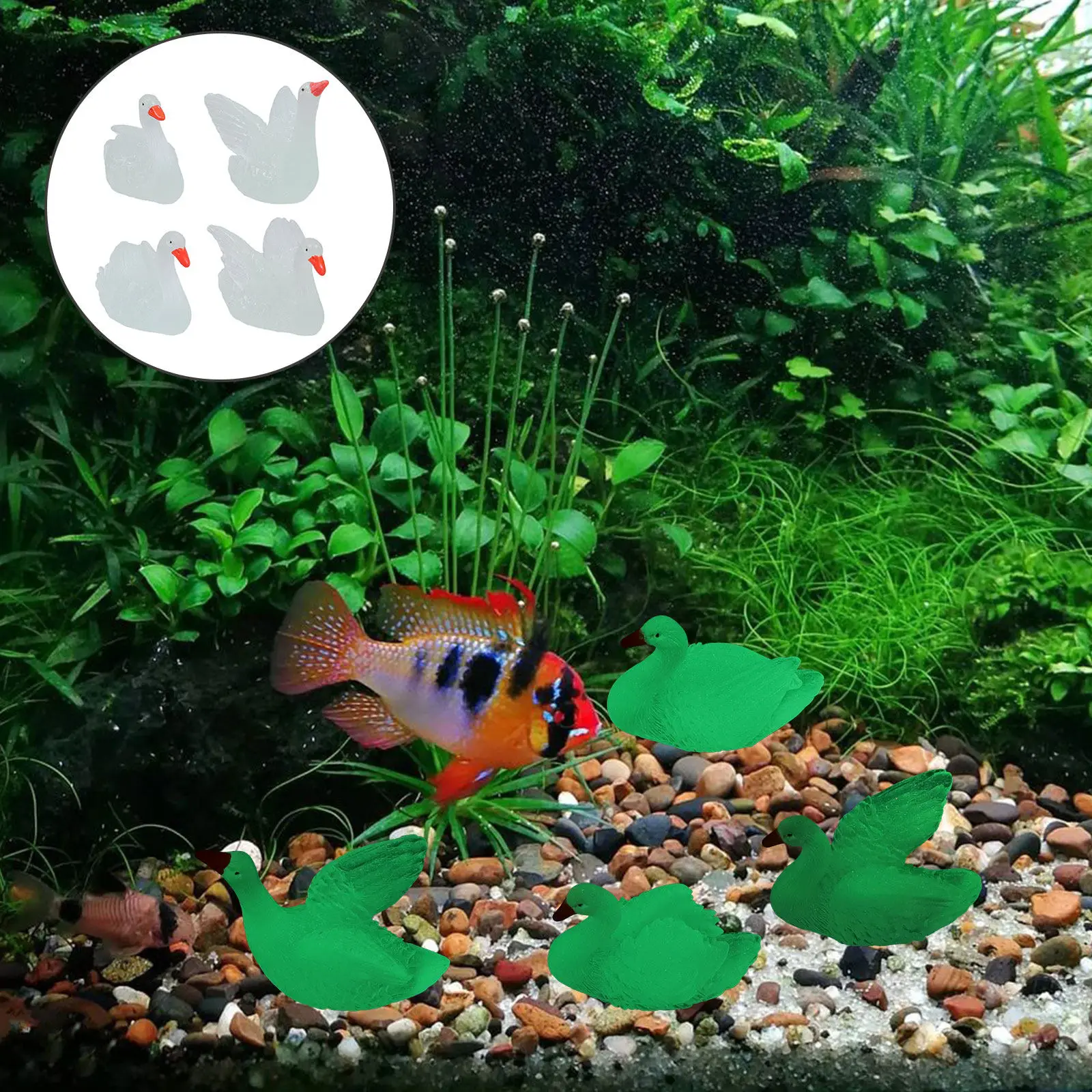 

Набор из 8 светящихся в темноте миниатюрных статуэток лебедей для сада, реалистичные полимерные фигурки для декора рабочего стола и микроландшафта