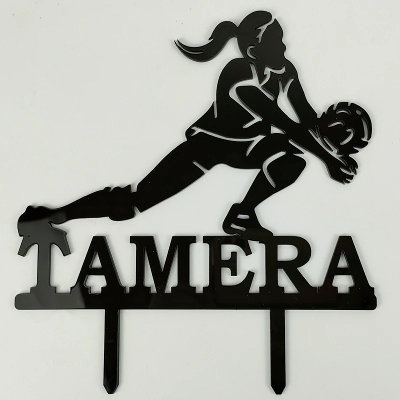 Personalized Volleyball Cake Topper Custom Name Age Girl Playing Volleyball Silhouette For Volleyball Player Birthday Topper