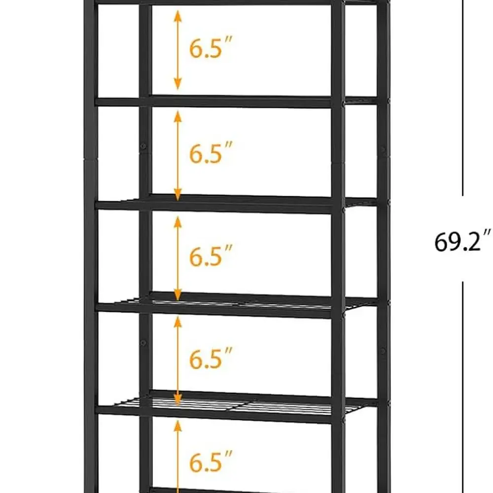 منظم أحذية عمودي معدني قوي مع 4 خطافات، يحمل 20-30 زوجًا، تخزين نحيف موفر للمساحة للمدخل باللون الأسود #3