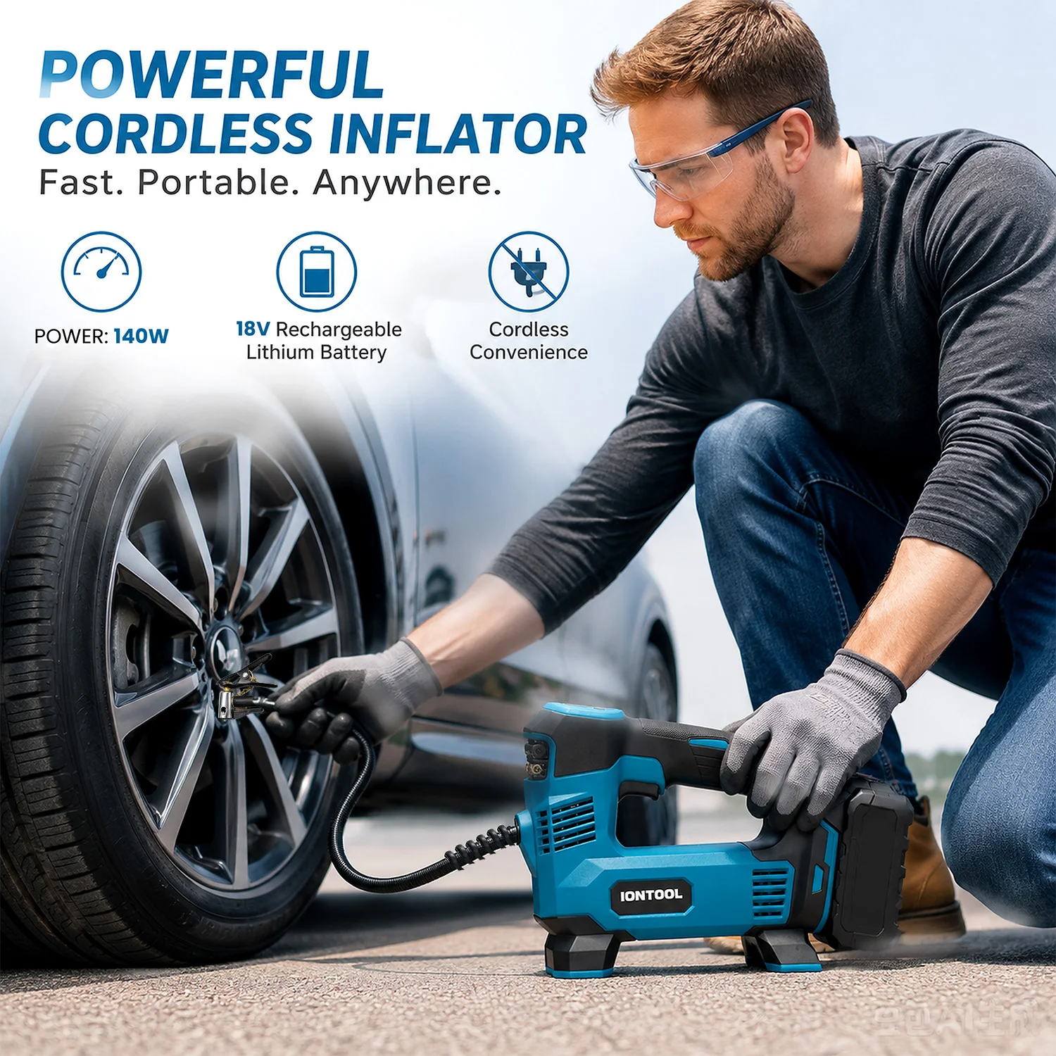 Gonfleur de pneus sans fil ION - Cordless Inflator For Car Bike Ball avis et prix