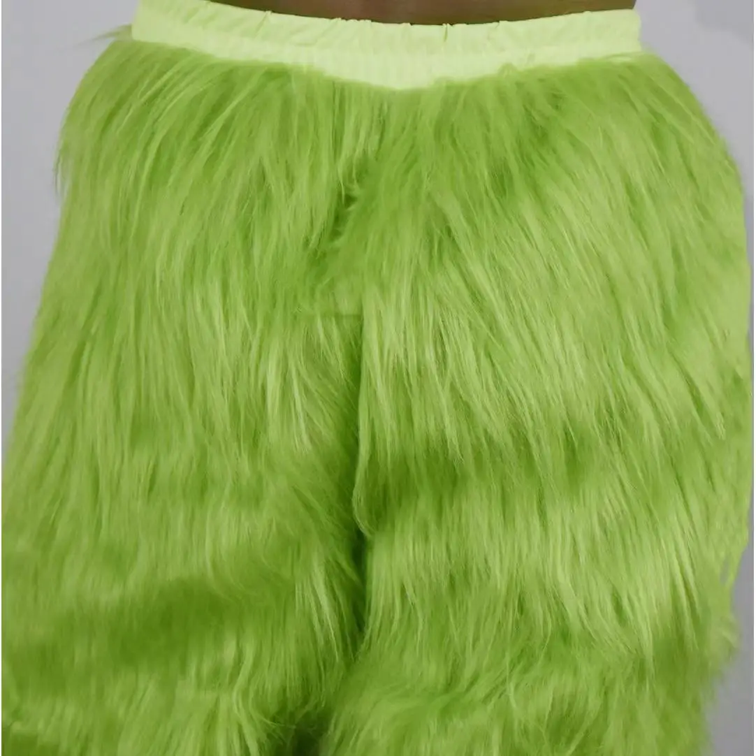 2024 New Christmas Costume Cosplay Clothes Dress Up Santa Claus Weird Green Haired Monster Grinch Party Performance Costume