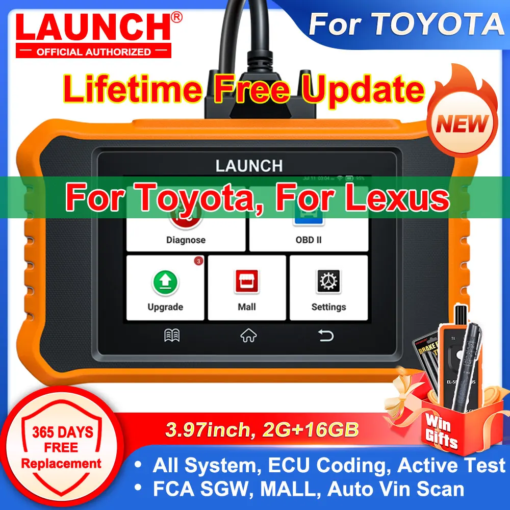 LAUNCH X-431 Creader Elite V2.0 para Toyota y Lexus Herramienta de diagnóstico de vehículos en español con todos los sistemas, codificación de ECU, prueba activa OBD2, actualización gratuita de por vida