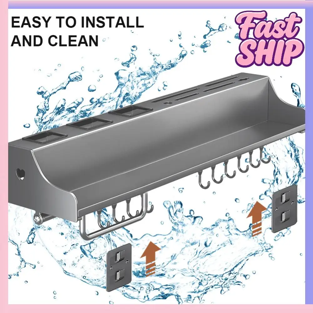 

Кухонная полка для хранения 60 см с 12 крючками, подвесная, экономит место, органайзер для специй, палочек, ложек, лопаток