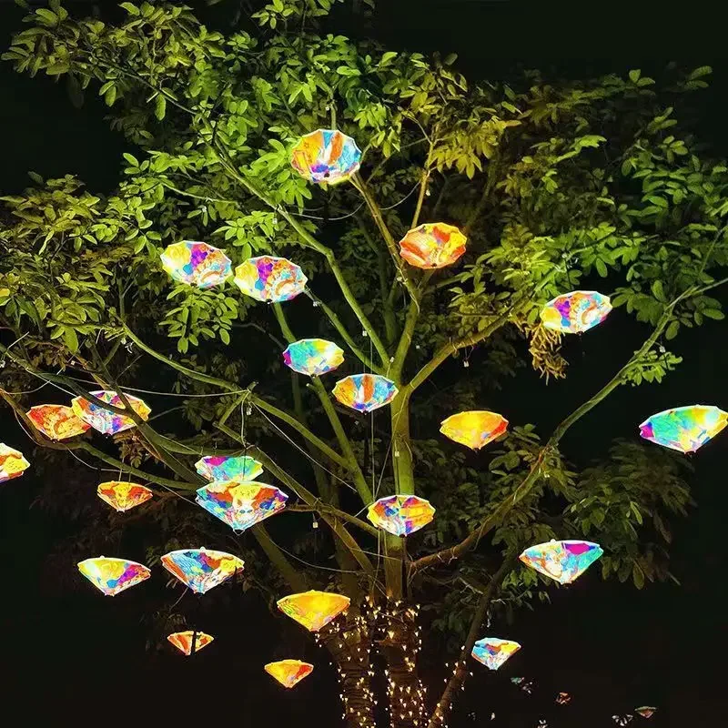 Outdoor LED Sky Umbrella Lamp Park Scenic Area Engineering Landscape Light Waterproof Tree Hanging Festival Decorative Light