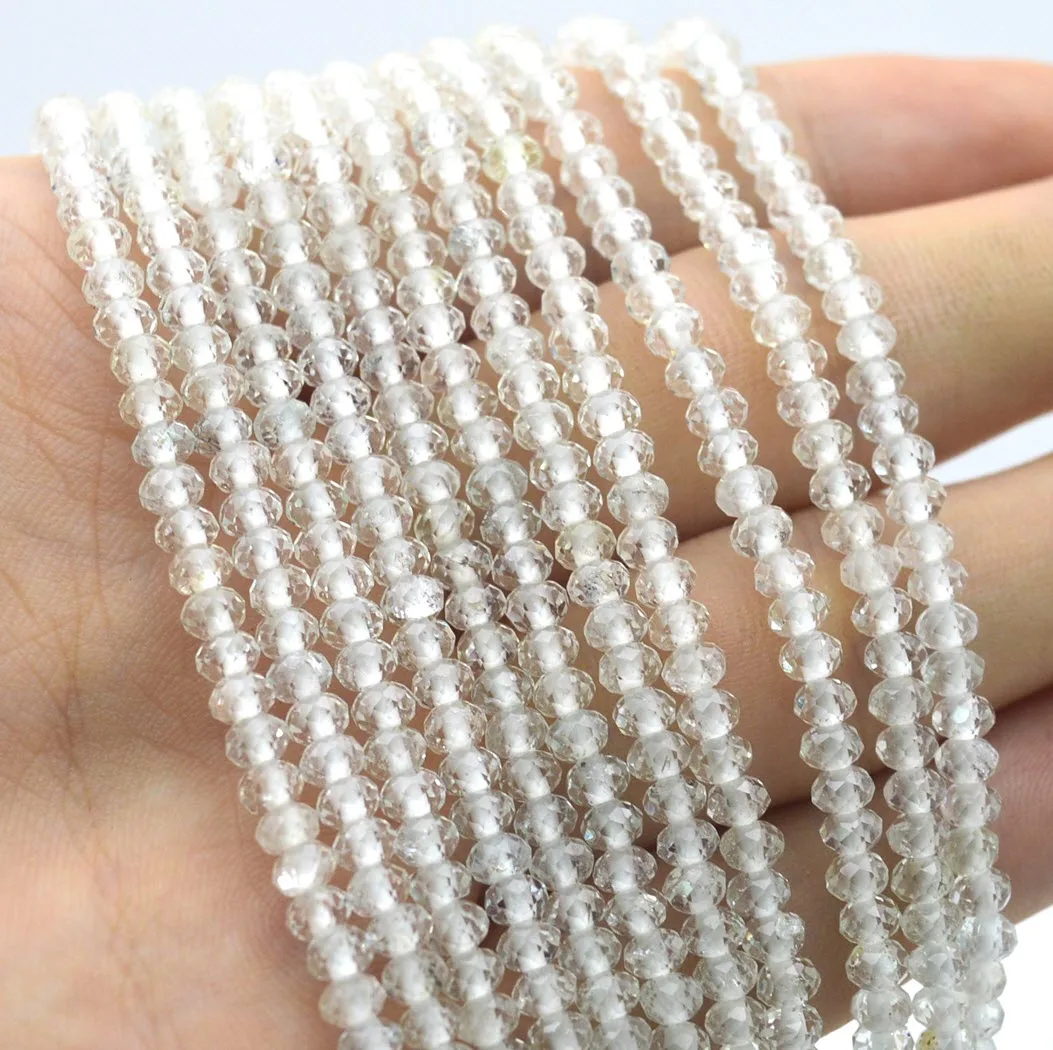 

Оптовая продажа, белые кристаллы, маленькие бусины на талию, натуральные граненые бусины Рондель для изготовления ювелирных изделий, браслетов, серег «сделай сам» 15 дюймов