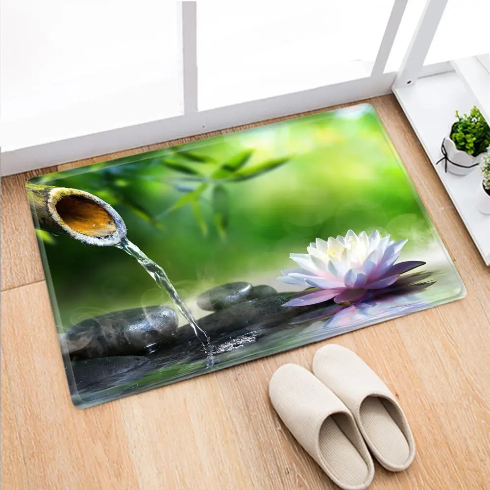 Home Decor Floor Mats Zen Garden Bamboo Anti-Slip Door  Bedroom Bathroom Kitchen Toilet Carpet Shower Bath Mat