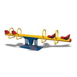 Hot sale special design cheap simple seesaw garden outdoor playground yellow and red four seats seesaw plastic seat for sale