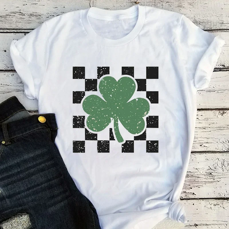 St. Patrick's Day Shamrock Tshirt Four Leaf Clover Tee Vintage Shirt for St. Patrick's Day Aesthetic Clothes Gothic L