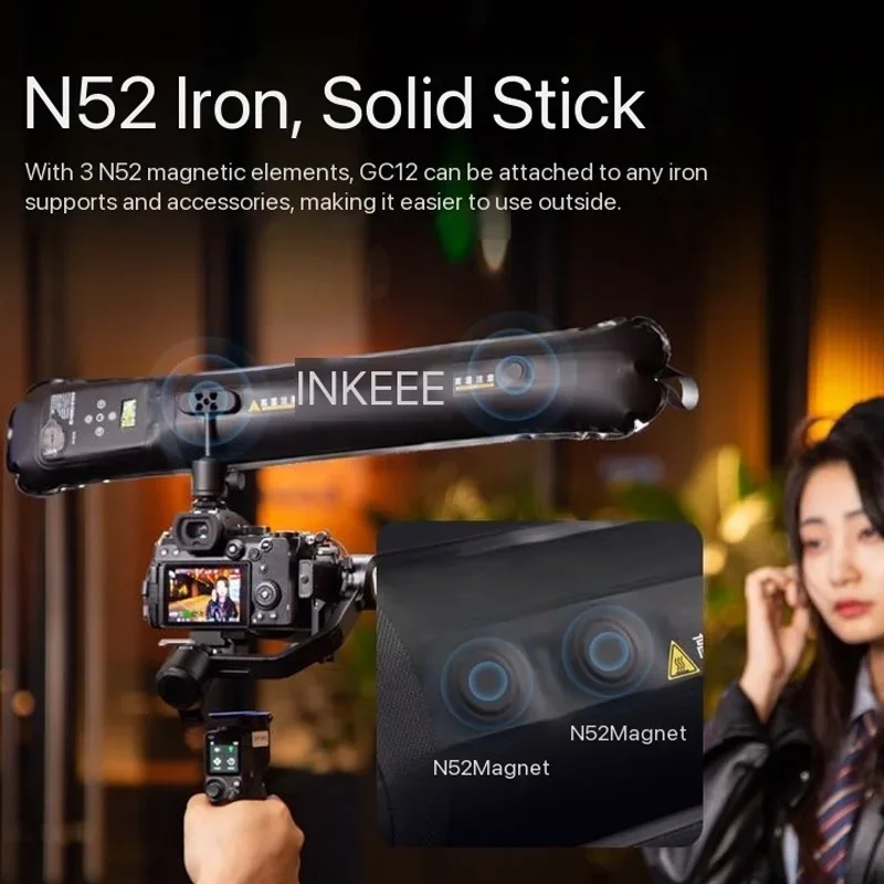 INKEE GC12 고휘도 듀얼 컬러 온도 필 라이트, 휴대용 조명 램프, 전문 사진, 소프트 라이트 LED, 12W