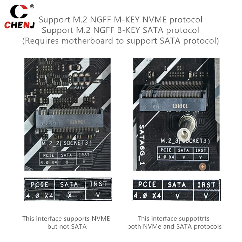 Dual Protocol PCIE4.0 M.2 M Sleutel NVME Verlengkabel Riser Card SSD Adapter Voor 2230 2242 2260 2280 M.2 PCI-e / M2 NGFF SATA SSD