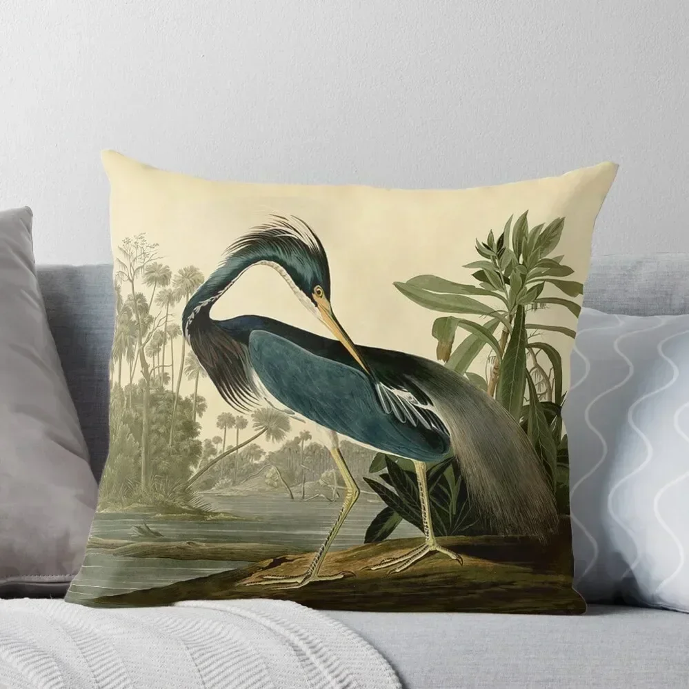 Audubon Bird Louisiana Heron Antique Art Throw Pillow Sofa Covers For Living Room New year pillow