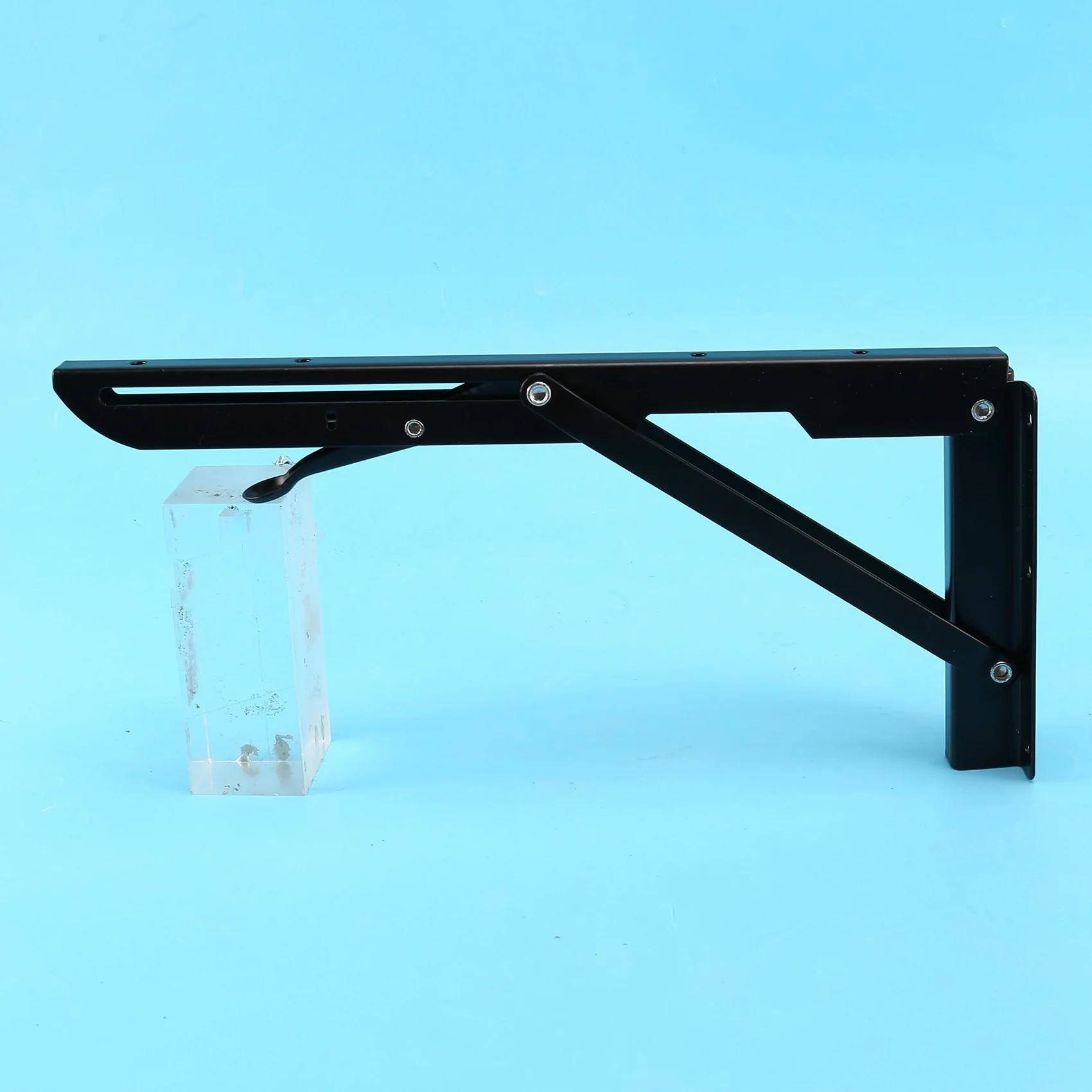 DT17 Heavy Duty Folding Shelf Brackets 12 Inch, Wall Mounted Shelving Support Bracket, Black Metal, 100kg Load for Kitchen,