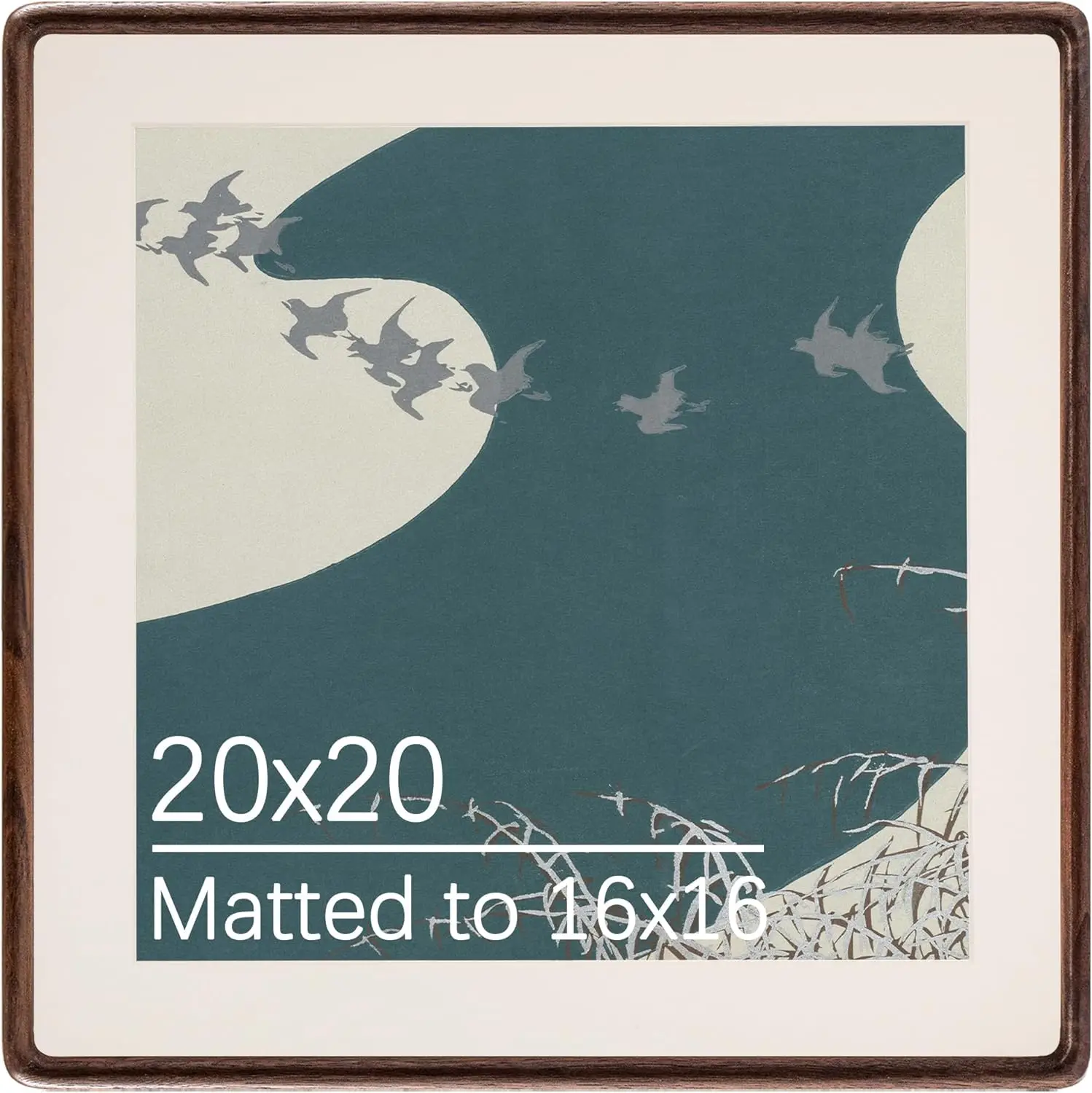 

Natural Walnut Wood 20x20 Picture Frame - Includes 2mm Beveled Mat Opening 15.5x15.5 for 16x16 Photo - Wall Gallery Tabletop