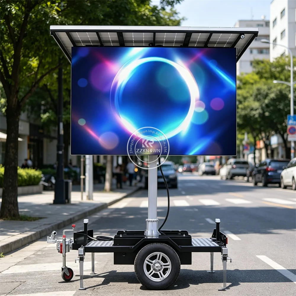 Solar Powered Outdoor LED Billboard Trailer Mobile Digital Screen Truck Advertising Display Trailer With Control System